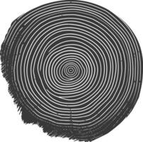 AI generated Silhouette Tree rings wood black color only vector