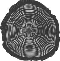 AI generated Silhouette Tree rings wood black color only vector