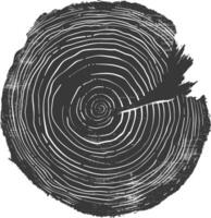 AI generated Silhouette Tree rings wood black color only vector