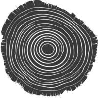 AI generated Silhouette Tree rings wood black color only vector