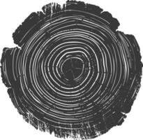 AI generated Silhouette Tree rings wood black color only vector