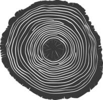 AI generated Silhouette Tree rings wood black color only vector