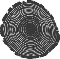 AI generated Silhouette Tree rings wood black color only vector