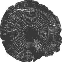 AI generated Silhouette Tree rings wood black color only vector