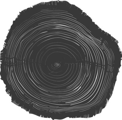 AI generated Silhouette Tree rings wood black color only