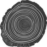 AI generated Silhouette Tree rings wood black color only vector