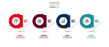 concepto de negocio de plantilla infográfica con paso. vector