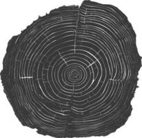 AI generated Silhouette Tree rings wood black color only vector