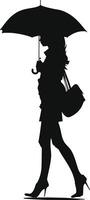 AI generated Silhouette woman student with umbrella black color only vector