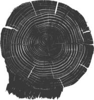 AI generated Silhouette Tree rings wood black color only vector