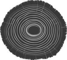 AI generated Silhouette Tree rings wood black color only vector