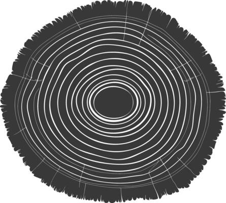 AI generated Silhouette Tree rings wood black color only