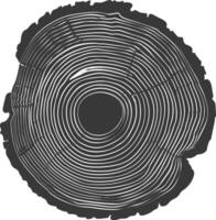 AI generated Silhouette Tree rings wood black color only vector