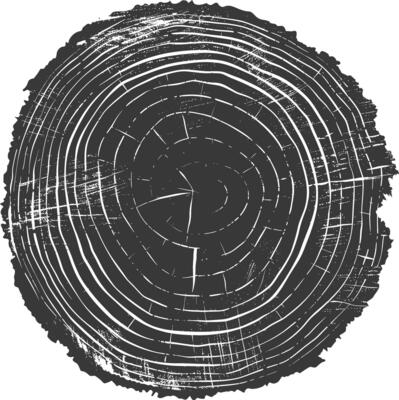 AI generated Silhouette Tree rings wood black color only