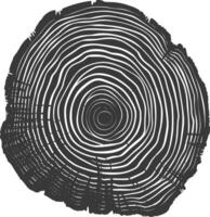 AI generated Silhouette Tree rings wood black color only vector