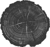 AI generated Silhouette Tree rings wood black color only vector