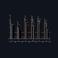 Linear graph charts. Business graphic charts line diagrams and business infographics. Financial assets analyzing. Investment statistics colorful histograms on black Background vector