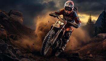 AI generated Extreme sports motorcycle racing, speed, adventure, motocross generated by AI photo