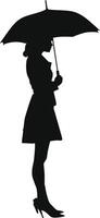 AI generated Silhouette woman with umbrella black color only full body vector