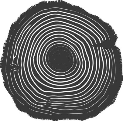 AI generated Silhouette Tree rings wood black color only
