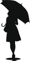 AI generated Silhouette woman with umbrella black color only full body vector