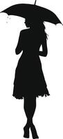 AI generated Silhouette woman with umbrella black color only full body vector