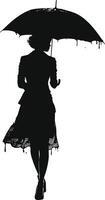 AI generated Silhouette woman with umbrella black color only full body vector