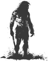 AI generated Silhouette ancient caveman black color only full body vector