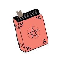Old spell book for witches. Occult witch element. Spiritual notebook with star for esoterica. Hand drawn vector illustration isolated on white background