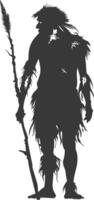 AI generated Silhouette ancient caveman black color only full body vector