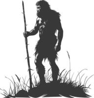 AI generated Silhouette ancient caveman black color only full body vector