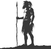 AI generated Silhouette ancient caveman black color only full body vector