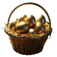 AI generated Golden eggs illustration png