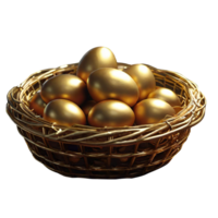 AI generated Golden eggs illustration png