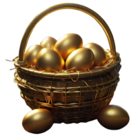 AI generated Golden eggs illustration png