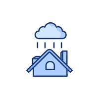 House in rainy weather, rain cloud,vector background white background - editable stroke vector illustration