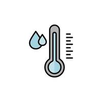 agua temperatura indicador icono. mercurio termómetro y agua soltar color pictograma. colección de temperatura y humedad nivel marcas. editable aislado vector ilustración.