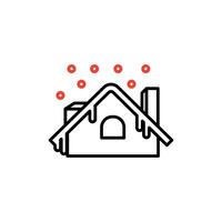 snowfall house vector icon, editable isolated white background.