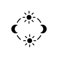 day and night cycle icon, movement path of the sun and moon icon. Circle with sun and moon arrows. Editable vector sign.