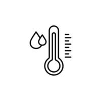 Water Temperature Indicator icon. Mercury Thermometer and Water Drop Color Pictogram. Collection of Temperature and Humidity Level Marks. Editable Isolated Vector Illustration.