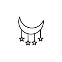 a star icon hanging under a crescent moon vector