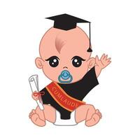 Cute baby graduation vector illustration