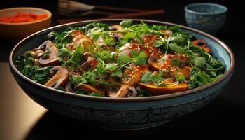 AI generated Freshness and healthy eating in a gourmet vegetable salad generated by AI photo
