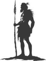 AI generated Silhouette ancient caveman black color only full body vector