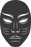 AI generated Silhouette Japanese Traditional Mask black color only vector