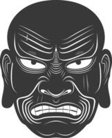 AI generated Silhouette Japanese Traditional Mask black color only vector