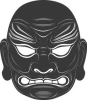 AI generated Silhouette Japanese Traditional Mask black color only vector