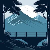 blue mountain and  the bridge vector