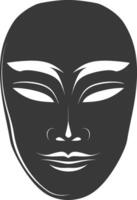 AI generated Silhouette Japanese Traditional Mask black color only vector