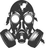 AI generated Silhouette gas mask black color only vector